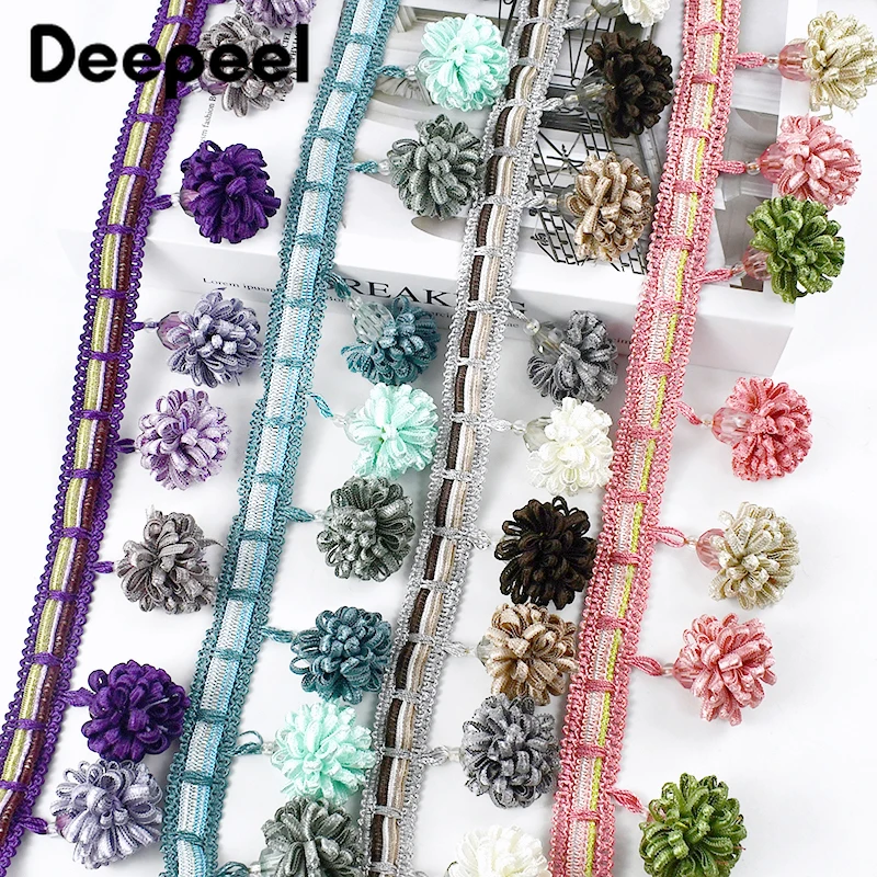 

1/2Meters 6cm Color Tassel Fringe Trim Pompom Ball Beaded Lace Ribbon Curtain Hometextile Clothes Decoration Sewing Accessories