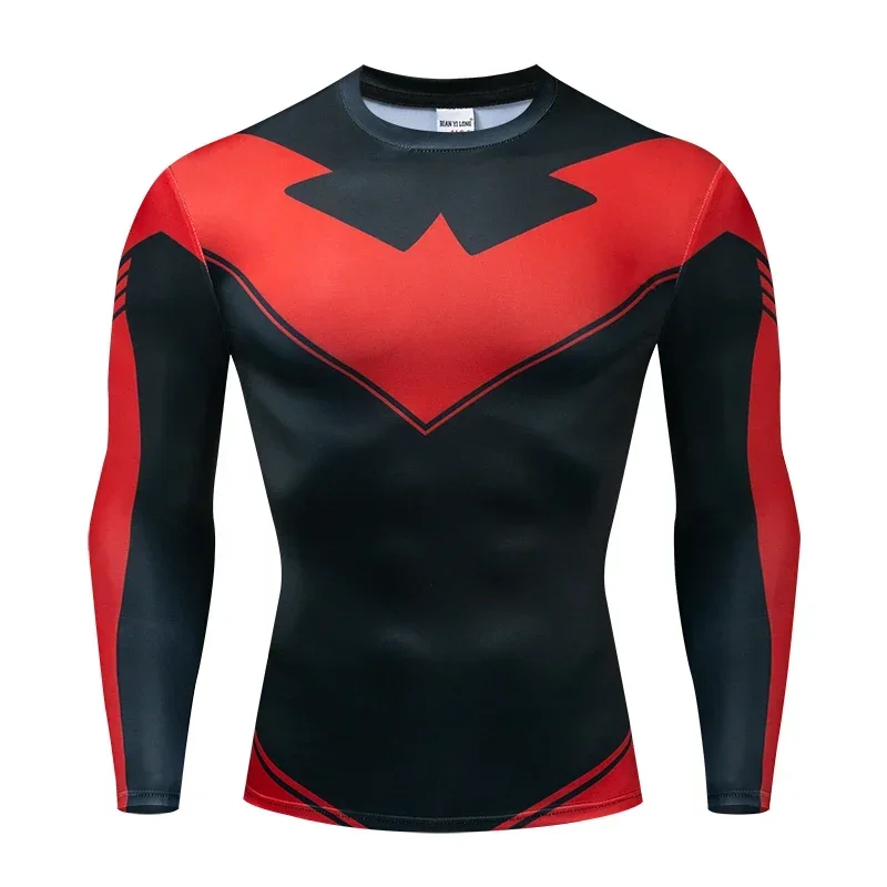 Kompressions-T-Shirts Sportbekleidung Gym Rash Guard Boxtraining Sport-Oberteile 3D Nightwing Herren T-Shirt Lauf-Schnelltrocknende Hemden Herren – Detail 17