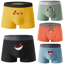 Pokmeon Pikachu Gengar Men's Underwear Anime Cartoon Reathable Comfy Quick Drying Stretchy Boxer Trunks Cotton Teen Boxers