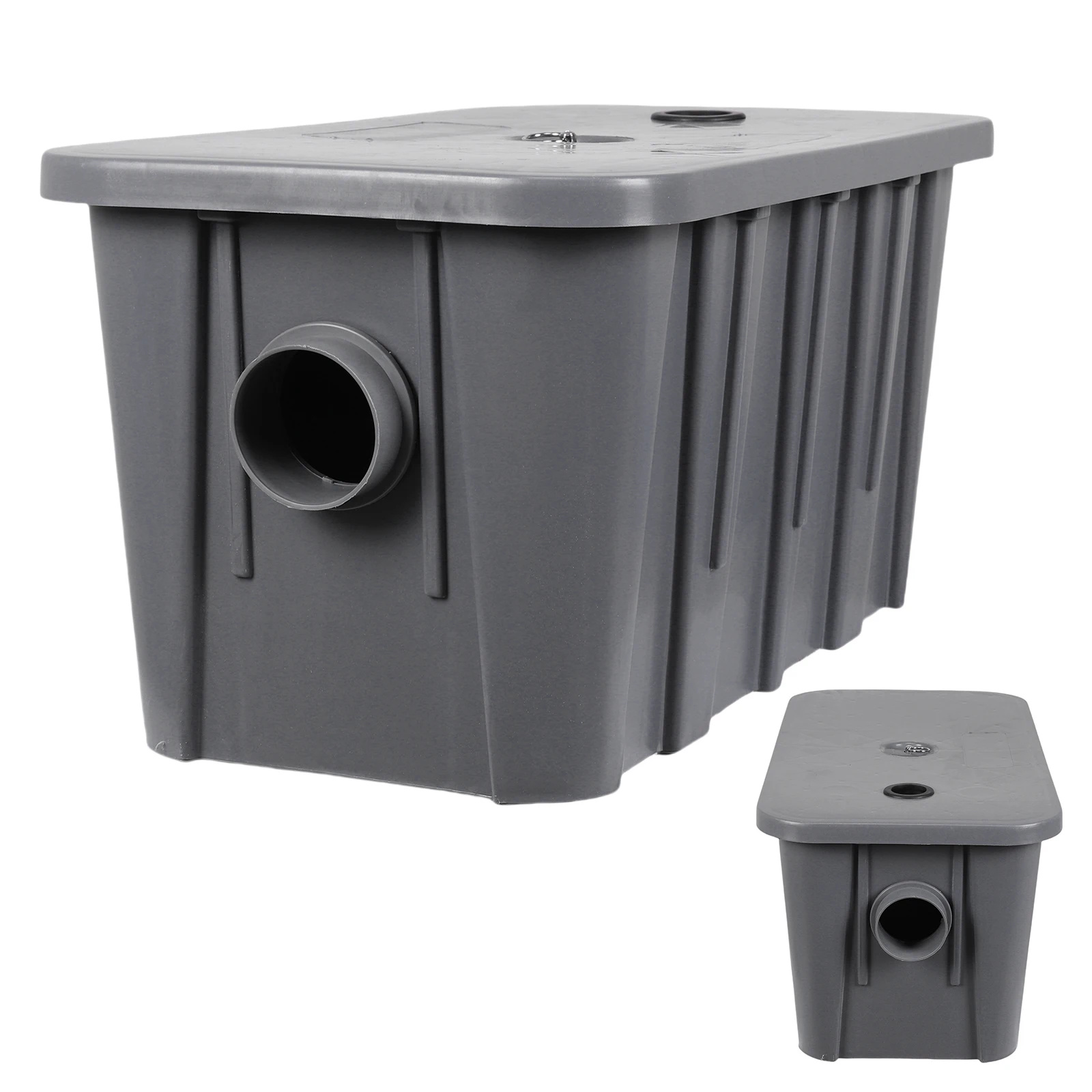 

Side Inlet Interceptor with Removable Filter Basket Grease Trap Set Prevents Clogs and Odors for Restaurant Canteen Home Kitchen