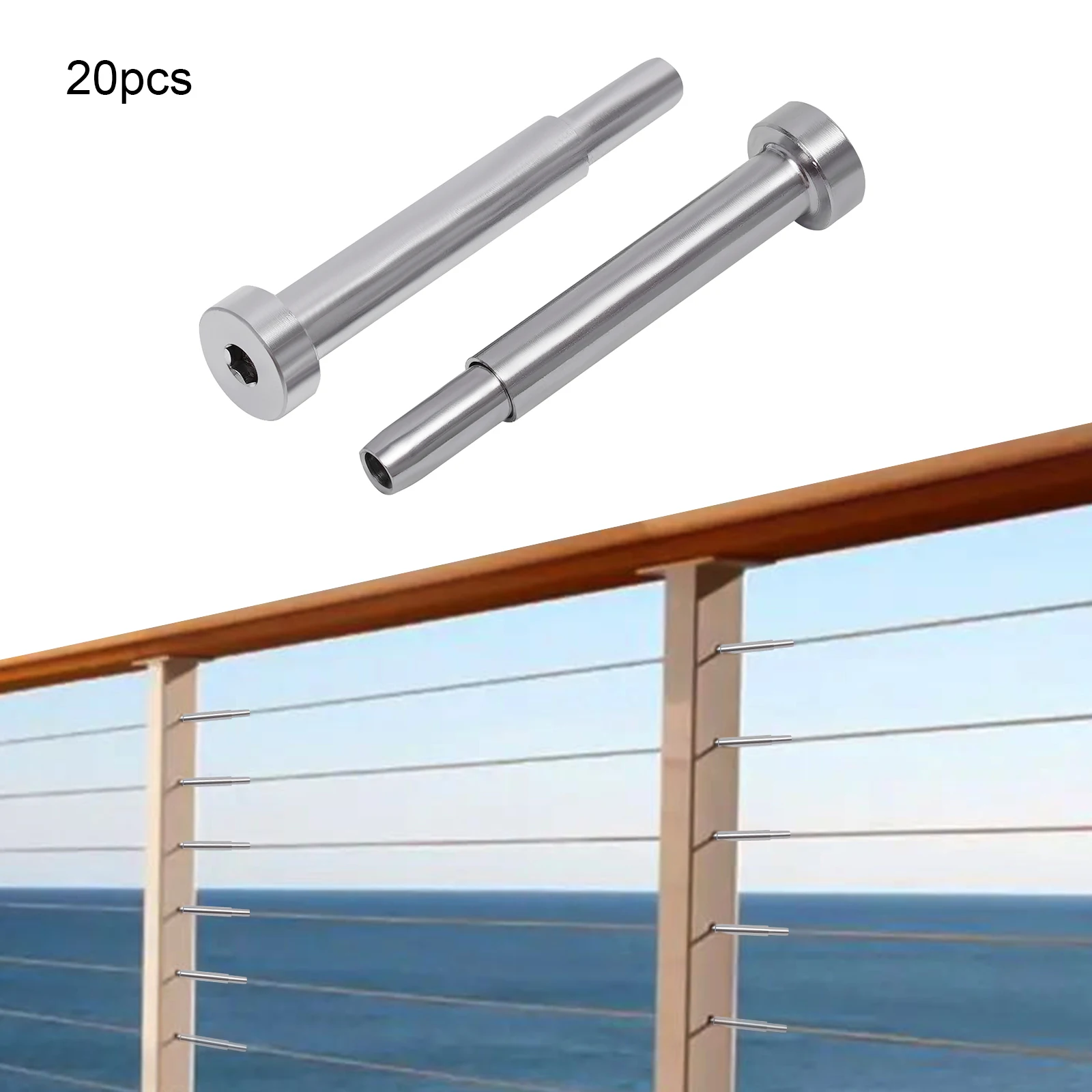 

20 Pcs 3/16" Invisible Turnbuckle Kit, 316 Cable Railing Hardware Kit, for Deck Stair Wood & Post Cable Railing System