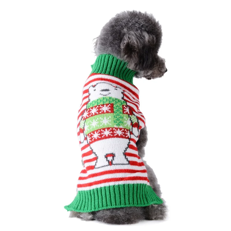 Fashion Dog Knitted Clothes Winter Warm Dog Sweater Christmas Puppy Costumes Cute Print Cat Turtleneck Chihuahua Pet Pullovers