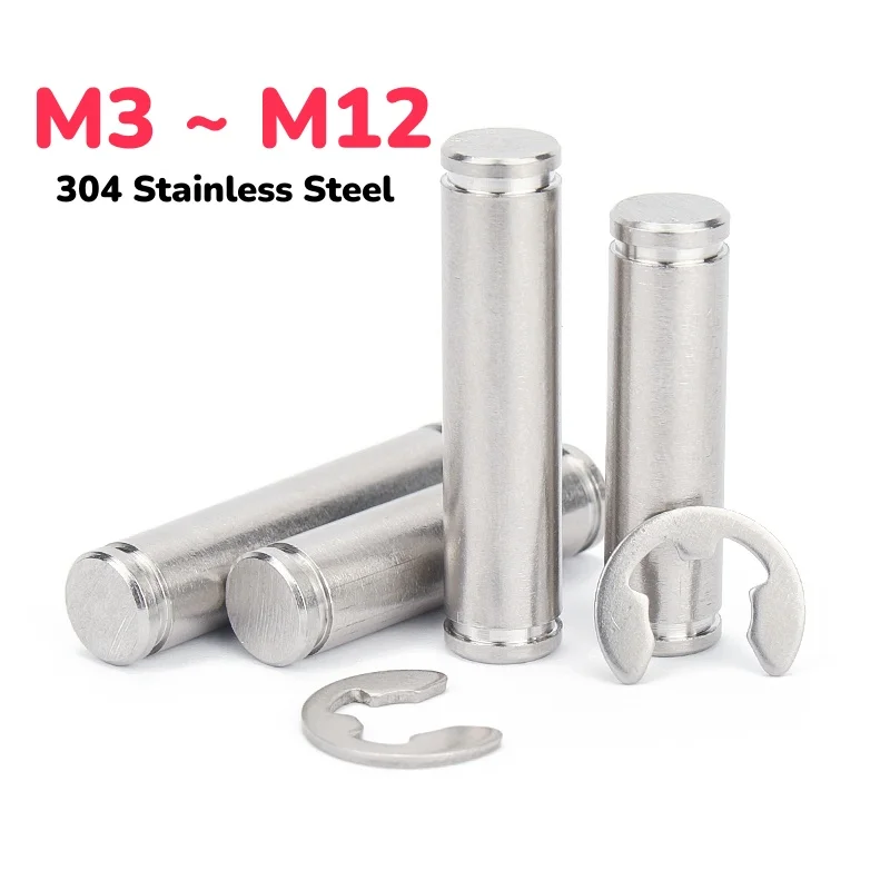 M3 ~ M12 304 Stainless Steel Positioning Round Column Plug Screw Double Head Circlip Locating Pin With Retaining Ring