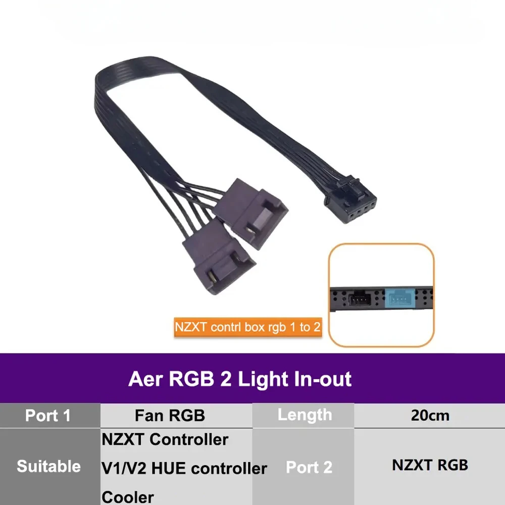 For NZXT Aer RGB 2 Light In Out Serial Cables Input Cable Connection Case Fan Adapter Cable