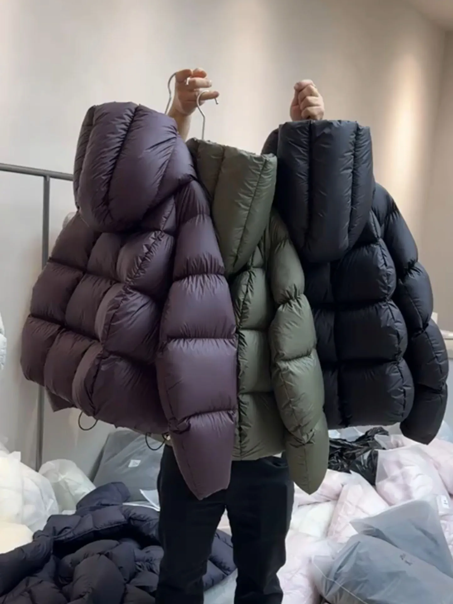 Koreanische Sle ort Puffer Jaet frauen Faionable Flauschigen Mantel Winter Thi Oberbekleidung Hohe Taille Lange Sve Farbe