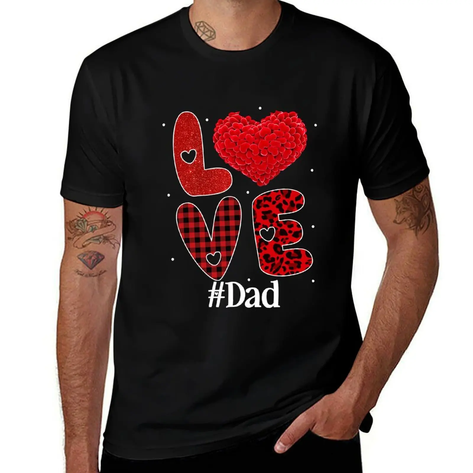 

Heart Love Plaid Leopard Valentine, My Valentine Is Dad T-Shirt man t shirt designer T-Shirt