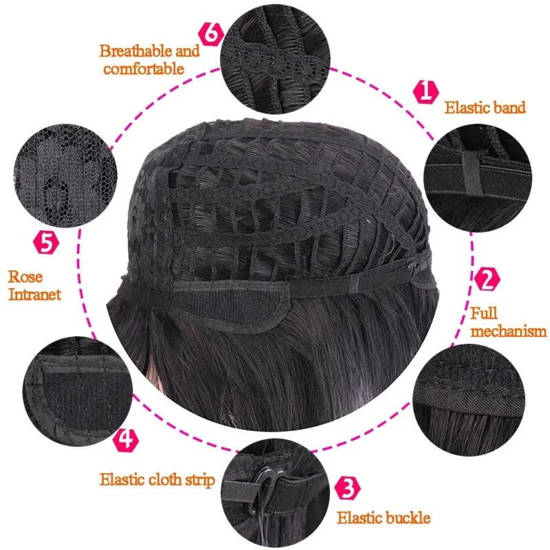 2026 Houyan synthetic long straight hair wig cosplay Lolita girl pink black bangs wig heat-resistant party EJH98 - view 5