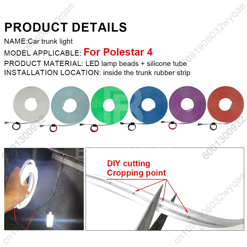 Car Trunk Light Bar For Polestar 4 Hidden Luggage Light Belt Car Interior Atmosphere Light Rear Trunk LED Lamp Auto Accessories view 5