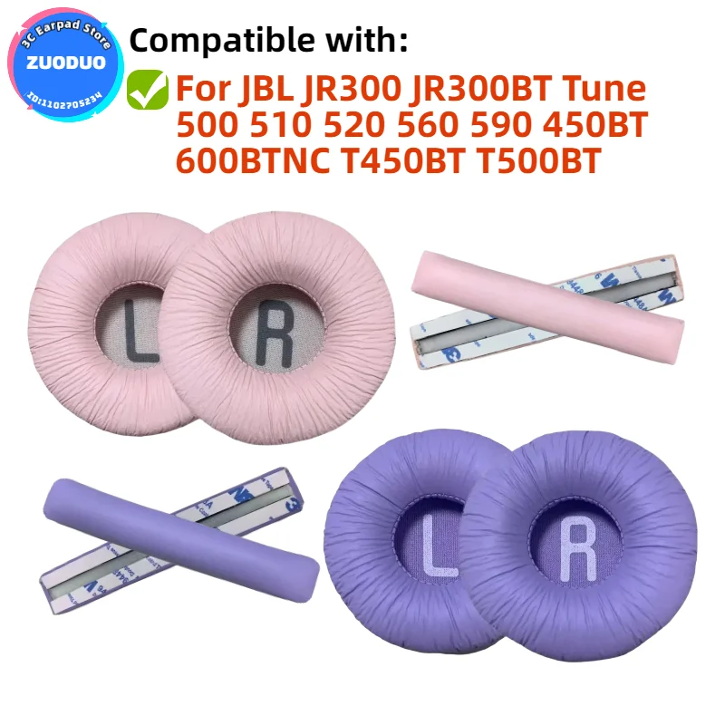 

Soft Leather Headphone Ear Pads Compatible For JBL JR300 JR300BT Tune 500 510 520 560 590 450BT 600BTNC T450BT T500BT Headset
