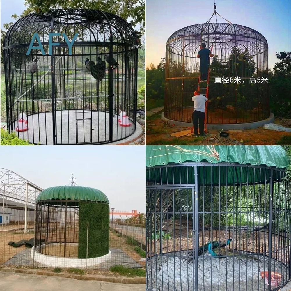 Extra Large Wrought Iron Bird Cage with Mesh for Parrots Peacocks and Outdoor Decor Use in Parks Gardens and Zoos for Large