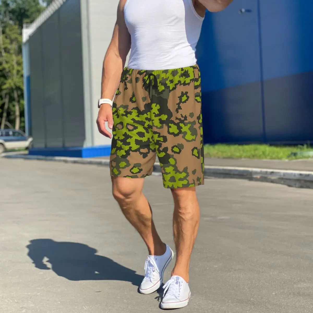 Splintertarn German WW2 Camouflage Army Military Camo Shorts Sleeping Pants Men Pajama Pants Lounge Sleep Sleepwear Bottoms view 4