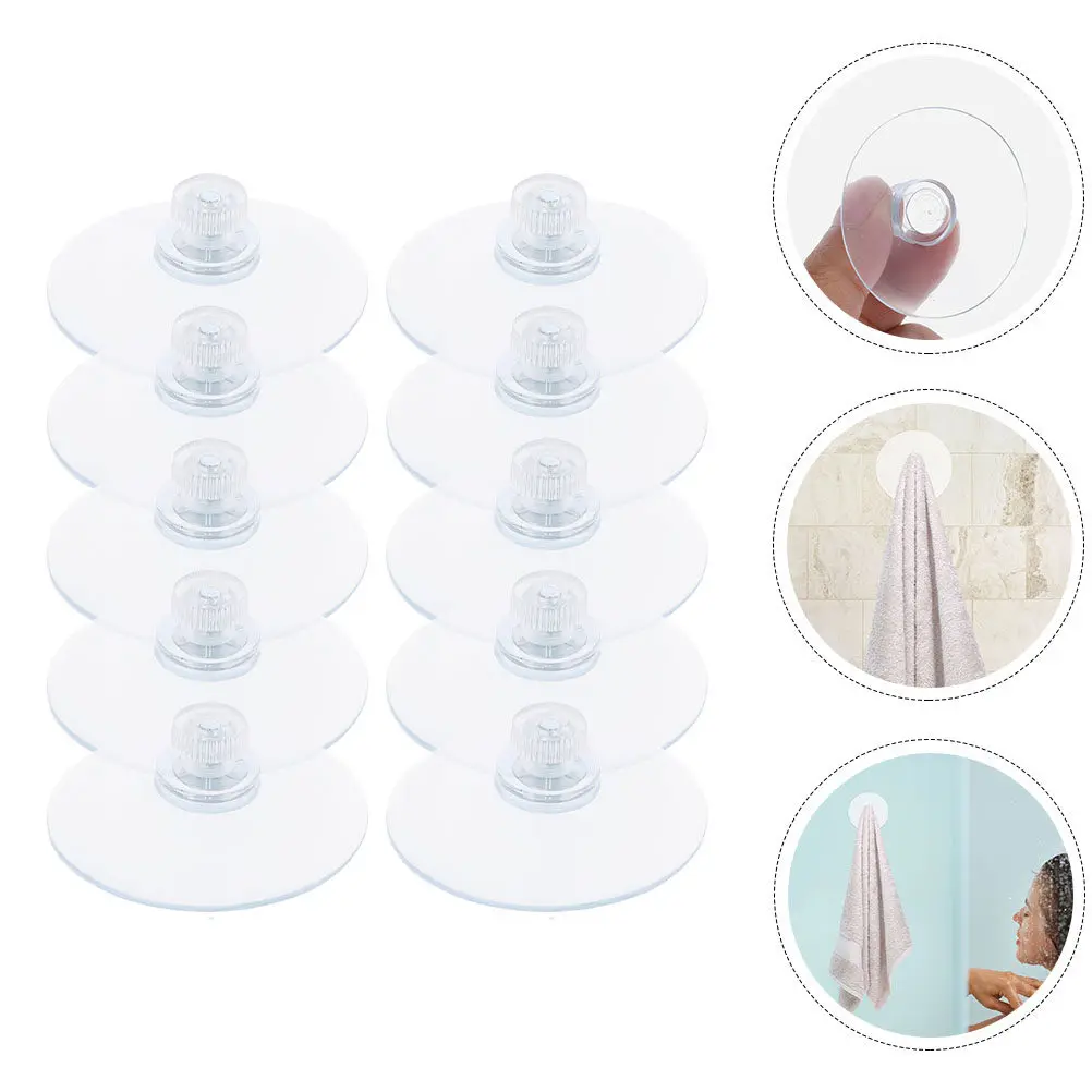 

10Pcs Non-Slip Suction Cup Hook Transparent PVC Heavy Duty for Windows Mirrors Glass Strong Hold Bathroom Shower Hangers
