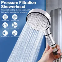 New 5 Modes Shower Head Handheld Powerful Flow with Beads Filter Pressure Boost Water Saving Shower Head Bathroom Accessories