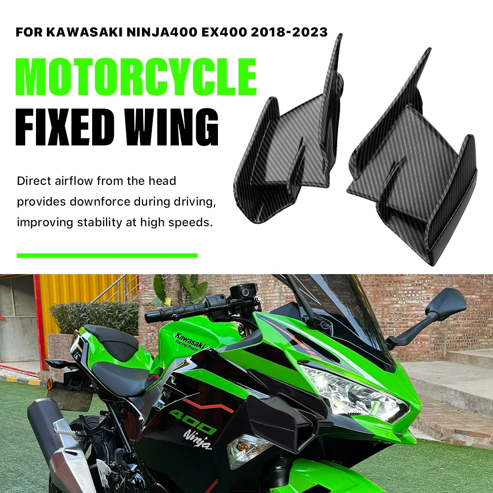 Motorcycle Fixed Wing For Kawasaki Ninja400 Ninja 400 EX400 2018-2023 Front Aerodynamic Wing Spoiler Side Winglet Wing Aileron