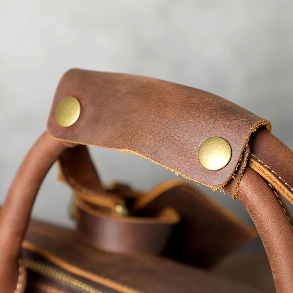 S.WORKER Handgefertigte Reisetasche aus Vollnarbenleder, Echtleder, große Kapazität, Business-Gepäck, Wochenend-Reisetasche – Detail 21