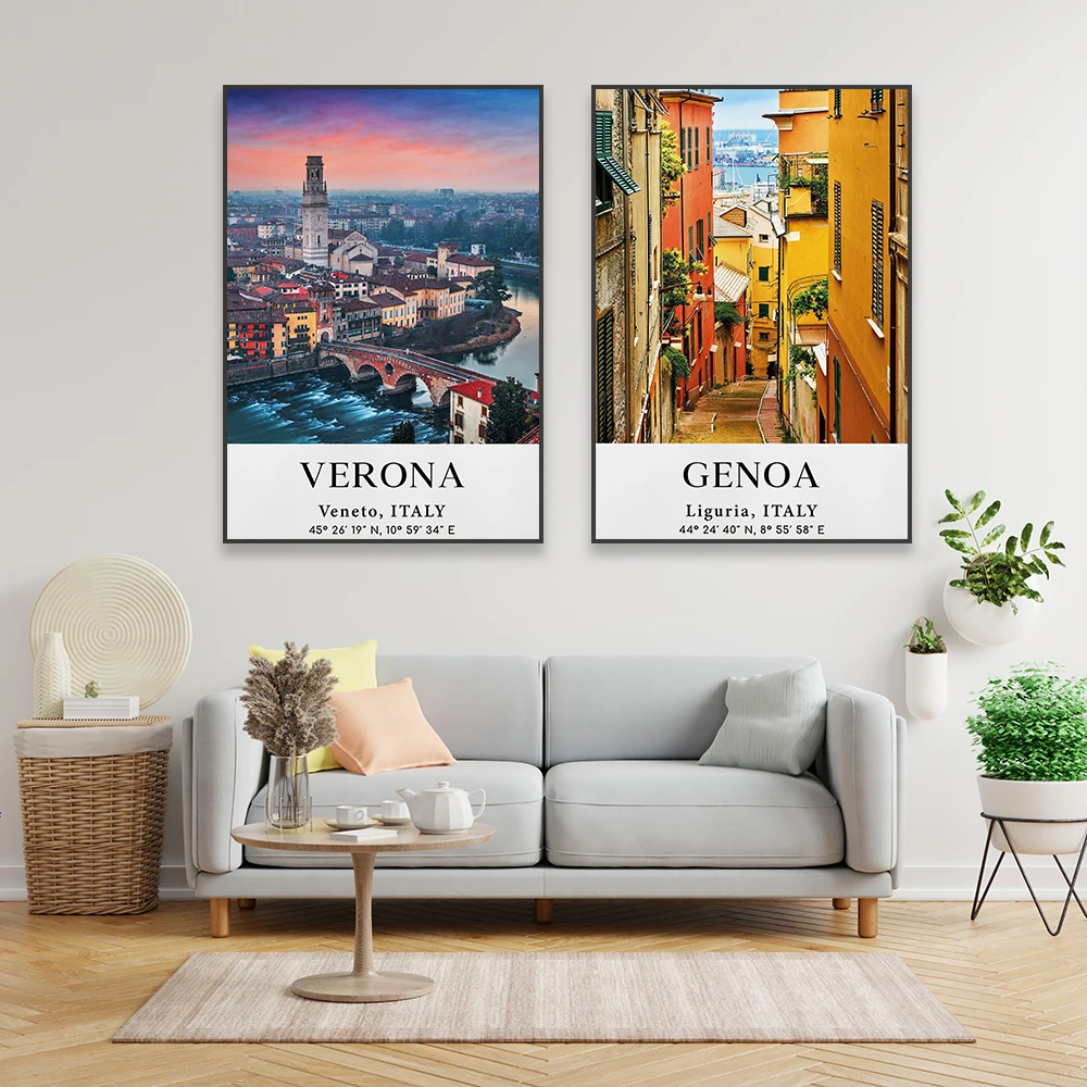 Amalfi Italy Travel Poster Modern European City Florence Landscape Verona Print Siena Canvas Painting