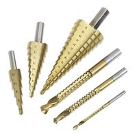 6 Pcs/Set HSS Steel for Titanium Coated Step Drill Bit Hole Cutter 4-32mm Metal