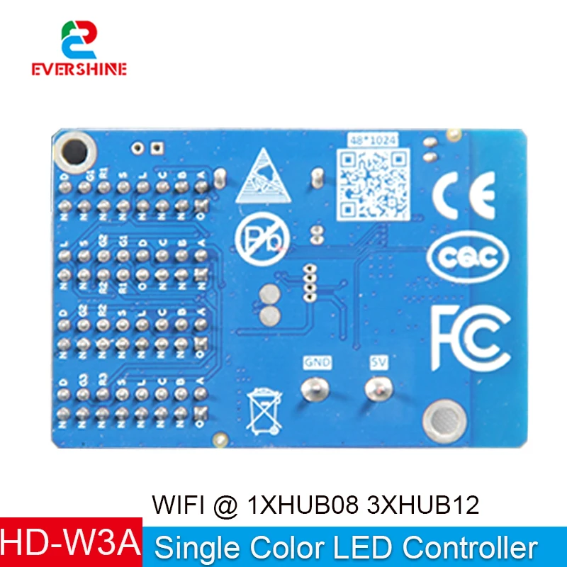HuiDu HD-W3A Wi-Fi Single Color LED Controller With Max Range 1280*32 Pixels HUB12 /HUB08 Port
