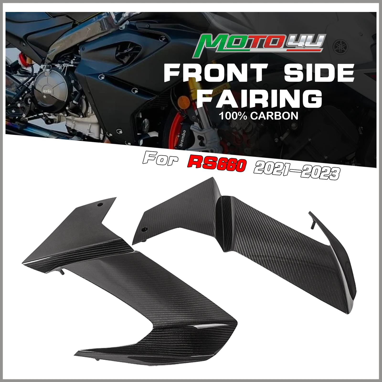 For Aprilia RS660 RS 660 Carbon Fiber Front Side Fairing 1 Pair Frame Protector Motorcycle Accessories Twill Weave Gloss/Matt