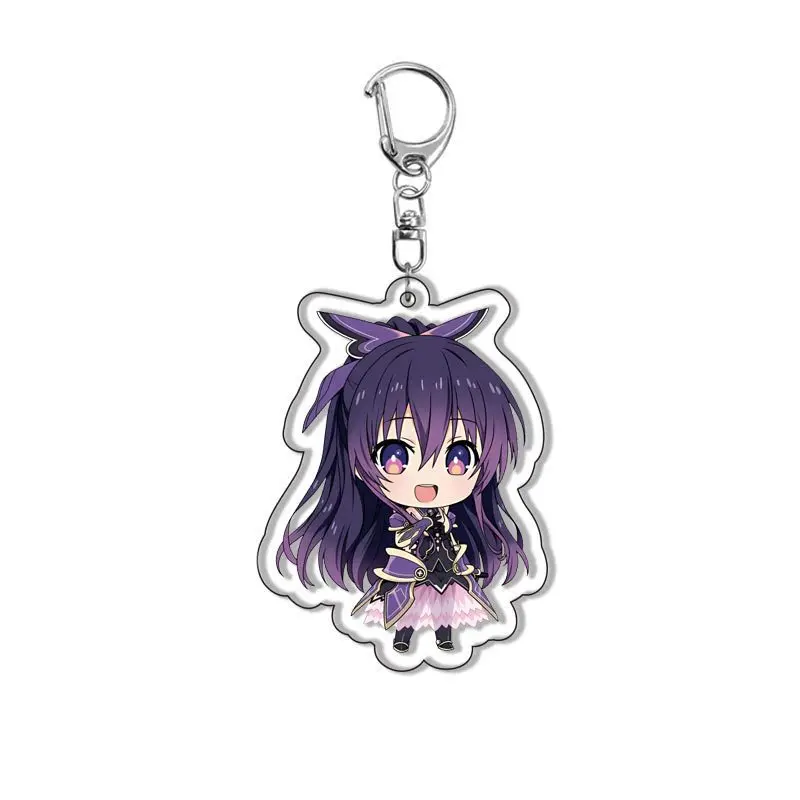 Date A Live Itsuka Shido Yatogami Tohka Tokisaki Cute Cartoon Keychains Anime Keyrings Bag Tag Cos Accessory Christmas Gift