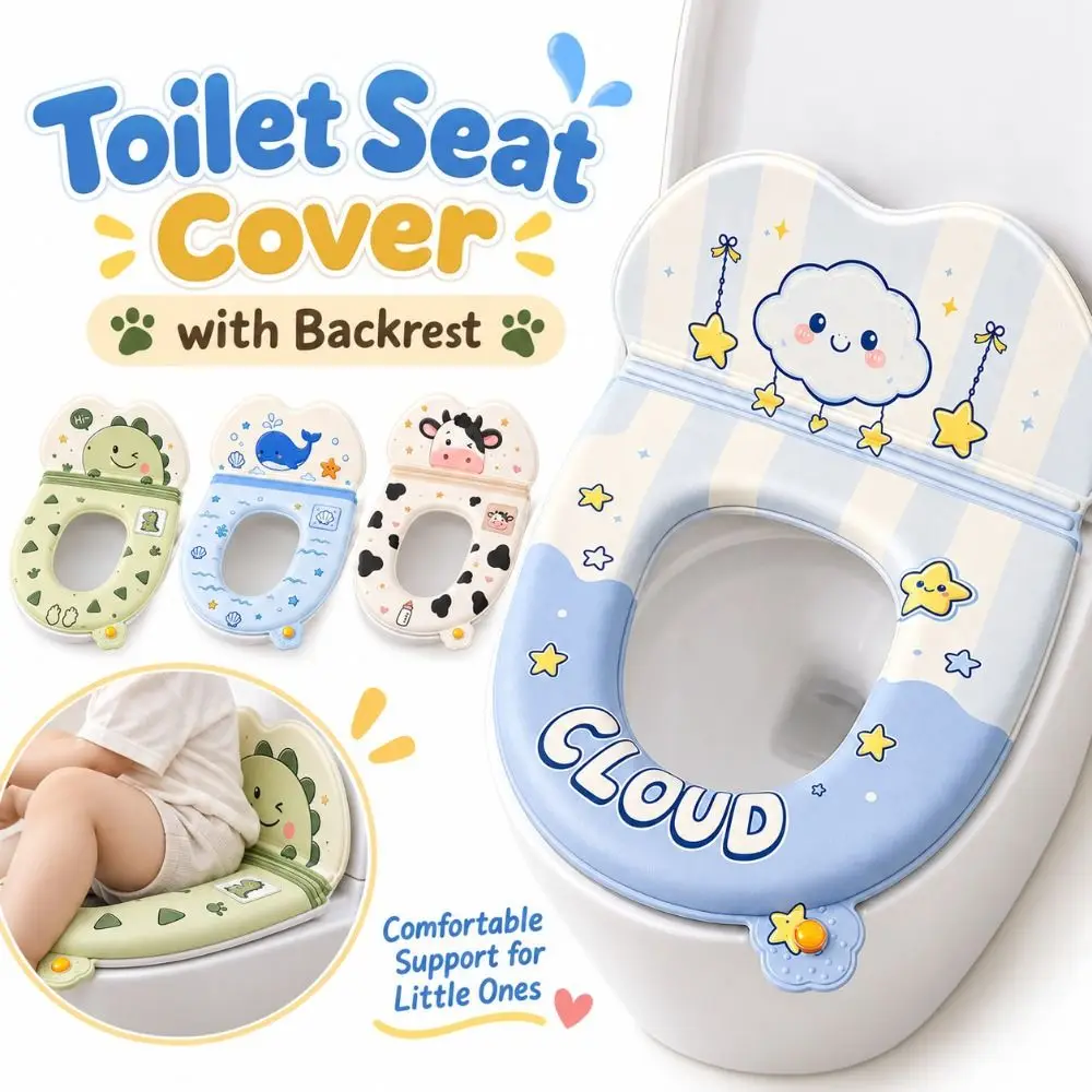 New EVA Toilet Seat Cover Backrest Cartoon Toilet Seat Pad Aromatherapy Self-Adhesive Toilet Lid Cover Household
