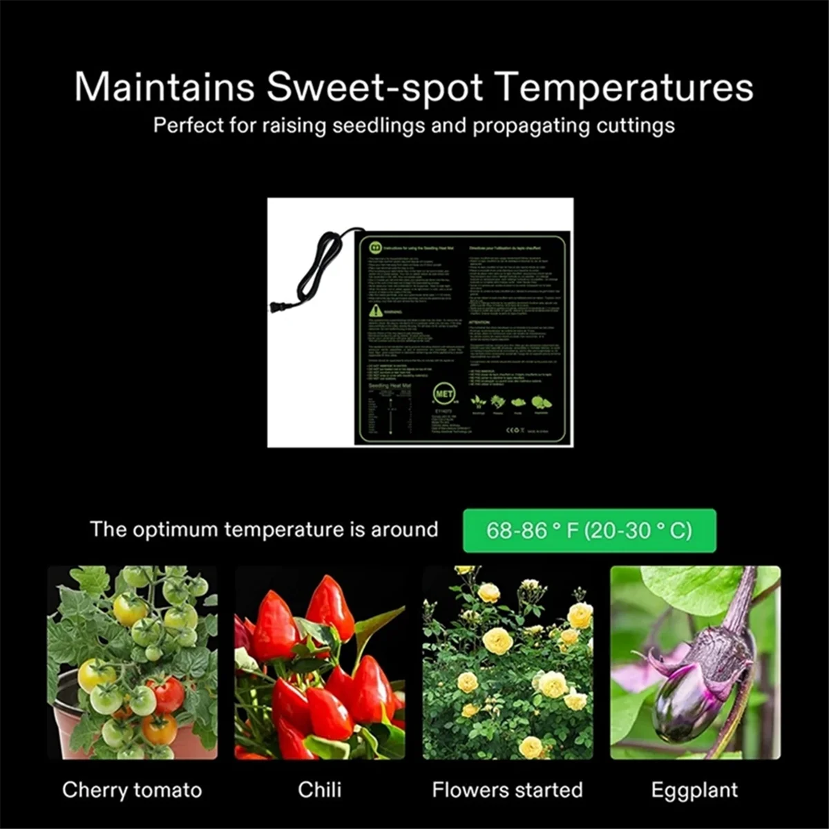 Warm Hydroponic Heating Pad Durable Thermostat Plant Heating Mat Waterproof Greenhouse Heat Mats for Seedling EU Plug