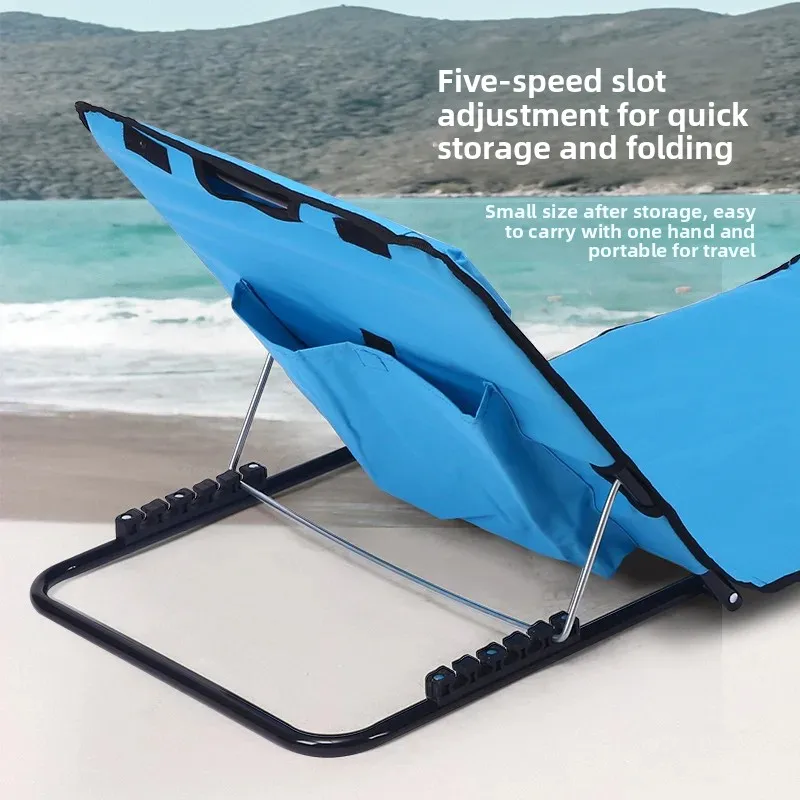 Portable Folding Outdoor Beach Lounge Chair Adjustable Backrest Sunbathing Beach Mat for Beach Pool Sun Lounger Gear