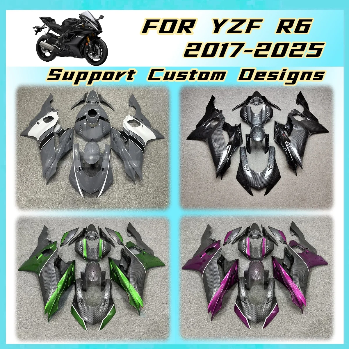Custom Paint Fairings 2017-2025 YZFR6 Motorcycle Fairing Kit Body Protection Cover Perfect Fit for Yamaha YZF R6 17-25