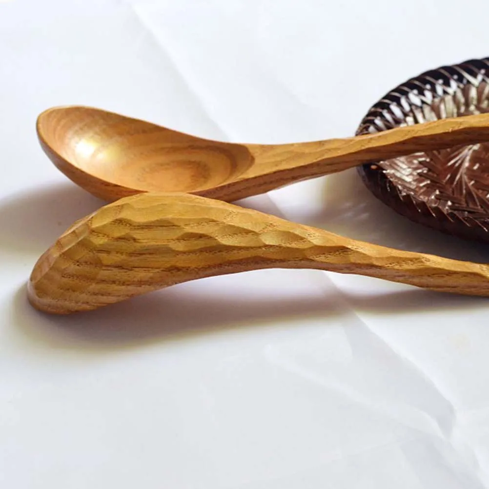 1 Pc Wooden Spoons Creative Hand Carved Tortoise Shell Pattern Wood Spoons Kitchen Soup Spoons (20x4cm)