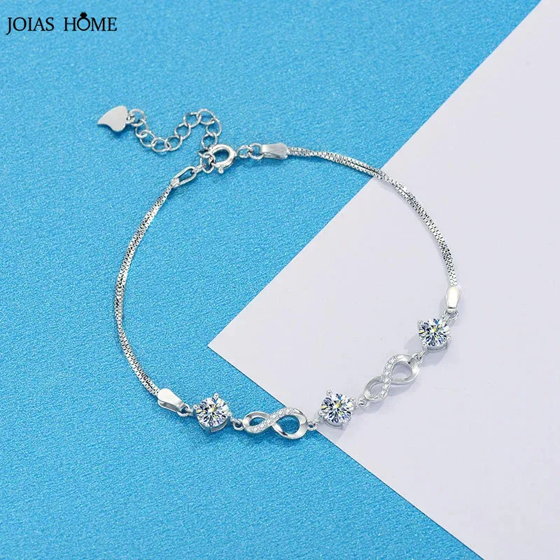 

JH 1.5CT 925 Sterling Silver Bracelet For Women Men 18K Gold Plated Chain Bracelet Zircon D VVS1 Fine Jewelry Lab Diamond