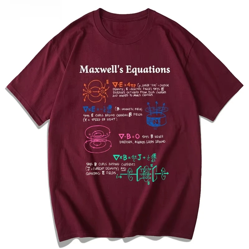 Maxwell's Equations Physics Short-Sleeve T-Shirt Summer T-Shirt Casual Scientific Research women clothing Fashion Personality