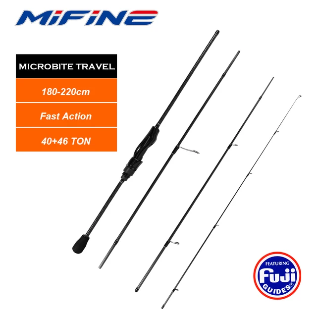 Vara de Pesca Mifine MICROBITE para Spinning e Casting 40+46T, Peso da Isca 0-3g/0.5-5g, XUL/UL Rápida, 4 Seções, Portátil, para Pesca de Truta