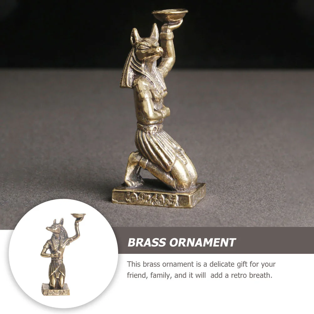 Desktop Adornment Brass Crafts Decor Egypt Statue Decor Anubis Shaped Figurine Brass Ornament for Housewarming Gift Blessing