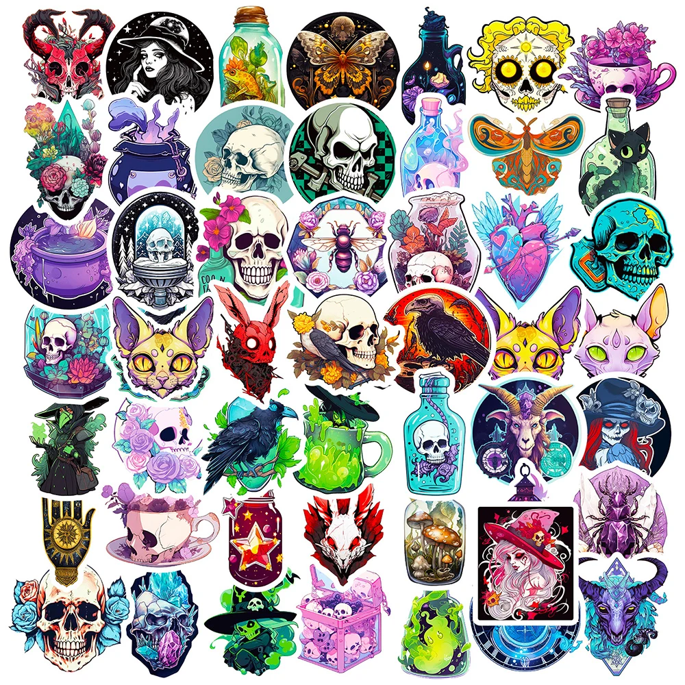 

10/30/50pcs Magic Apothecary Skeleton Goth Stickers Horror Cool Graffiti Skateboard Motorcycle Car Waterproof Sticker Kids Toys