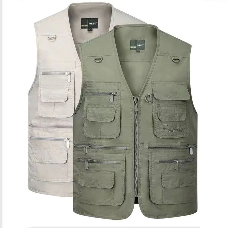 

Men's Fiing Vest Spring Autumn Thin Multiple kets Busin Casual V-Ne Polyester Nylon Cosite Fiber Outerwear