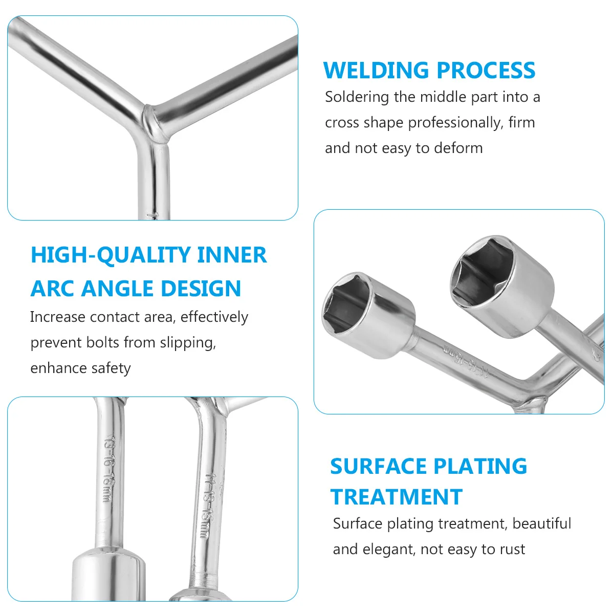 

1Set Tri-Lever Socket Wrench Premium Sturdy Steel Construction Y Shaped Spanner Multi-Size Repair Tool for Bike Home Workshop