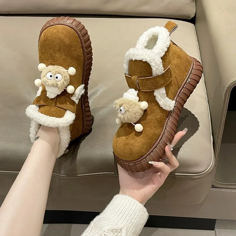 

Plush Fleece Lined Boots 2025 Winter Women's Shearling Snow Ankle Booties Anti-Slip Comfortable Extreme Warmth Shoes