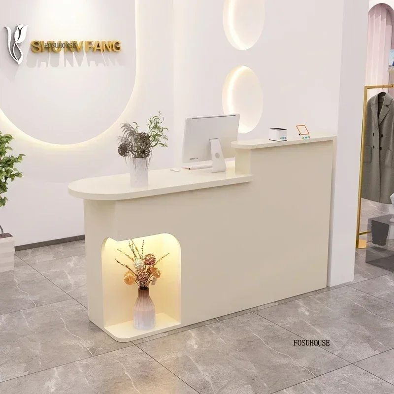 

European Reception Desk Clothing Store Cashier Counter Curved Bar Tables Designer Office Reception Table Modern Office Furniture