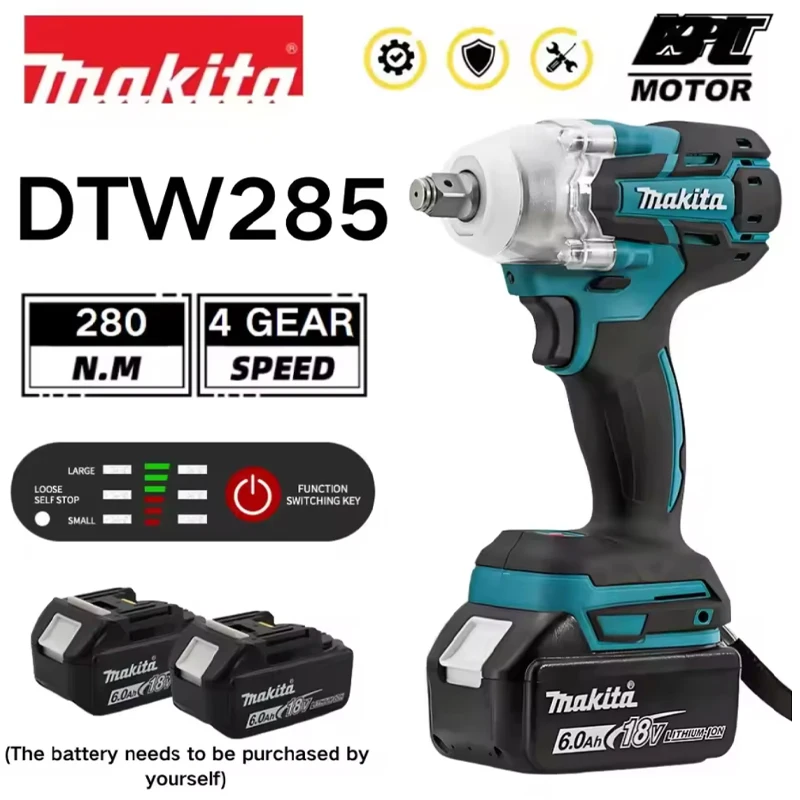 

Makita DTW285 18V Brushless Electric Screwdriver 280N.m 1/2" Socket Rechargeable Drill Driver Compatible with Makita Bat