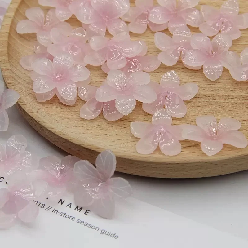 Summer style 50pcs/lot 22.5mm color print cartoon flowers shape acrylic handmade floral beads diy jewelry garment/hair accessory