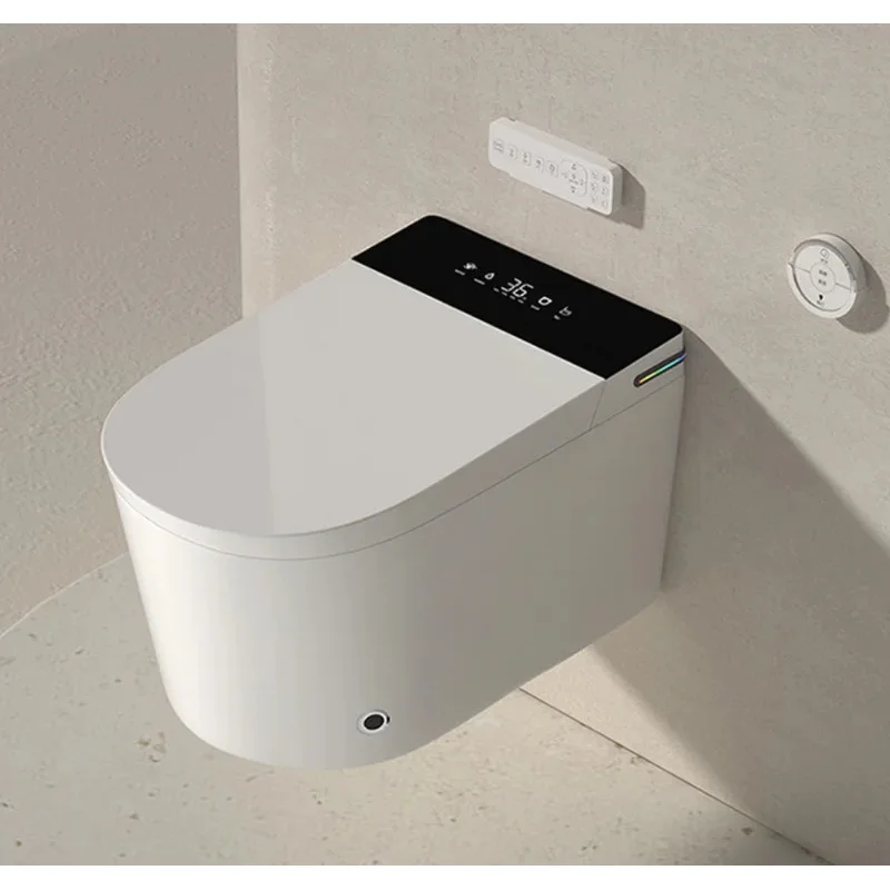 Wall-mounted smart toilet, tankless bidet, automatic opening/closing, water flushing, electric heating
