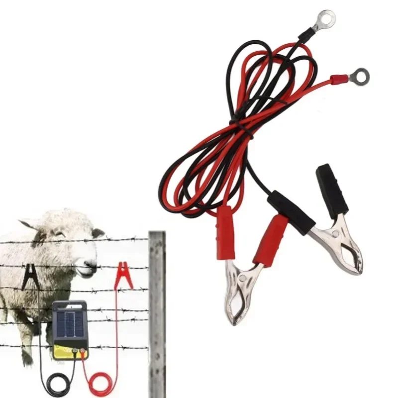 Red & Black Copper Current Test Wire,Solar Fence Grid Wire Connector Clip,Portable Inverter Cable for Anti-Animal Electric Fence