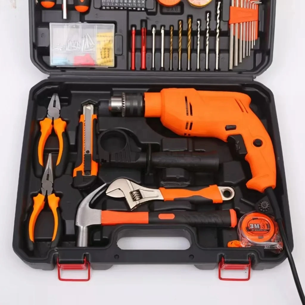 Kit combiné d'énergie électrique multifonctionnelle, ensemble d'outils de réparation et de perceuse sans fil avec meuleuse et clés, 122 pièces