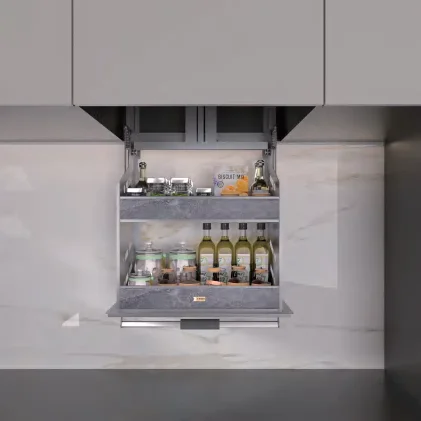 Manual Vertical Lift up Storage Basket with Smooth Lifting Mechanism Space Saving Kitchen Cabinet Pantry Organization