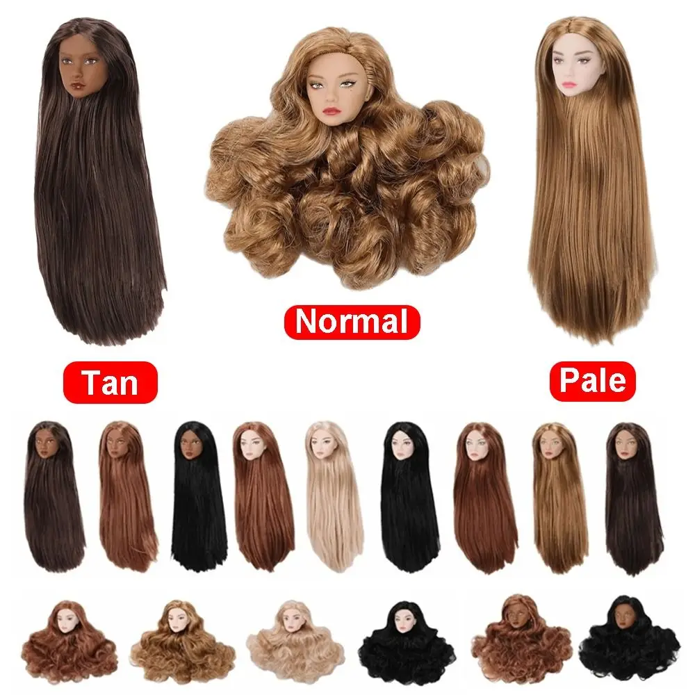 European Face Doll Head Long Hair White Normal Tan Skin Practice Makeup Head Fashion Doll Head for 11.5 Inch BJD Doll Body