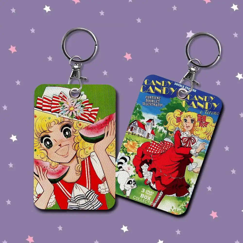 Anime Manga Candy PU Soft Leather Rectangular Key Card Holder Induction Elevator Protection Cover Youth Faion Accory