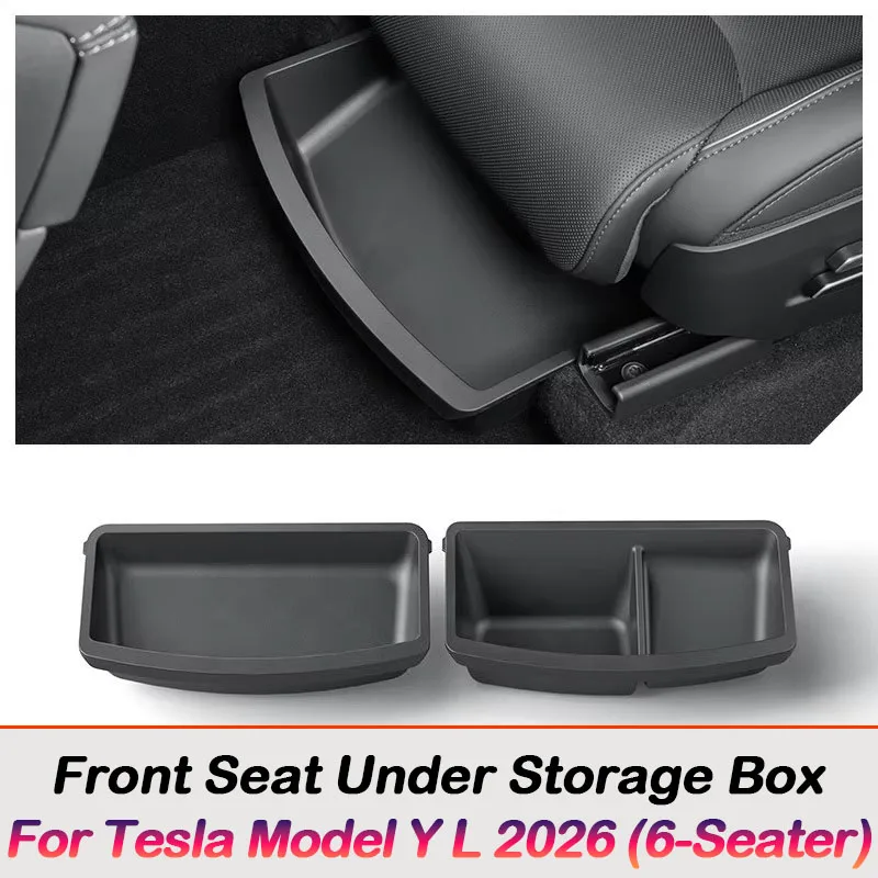 Under Seat Storage Box For Tesla 2026 Model YL 6-Seat TPE Drawer Front Rear Seat Lower Organizer Tray Car Interior Accessories view 3