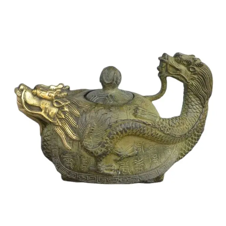 Christmas ornaments+old Chinese hand sculptures gilding bronze lead bronze kettle kettle statue teapot free shipping