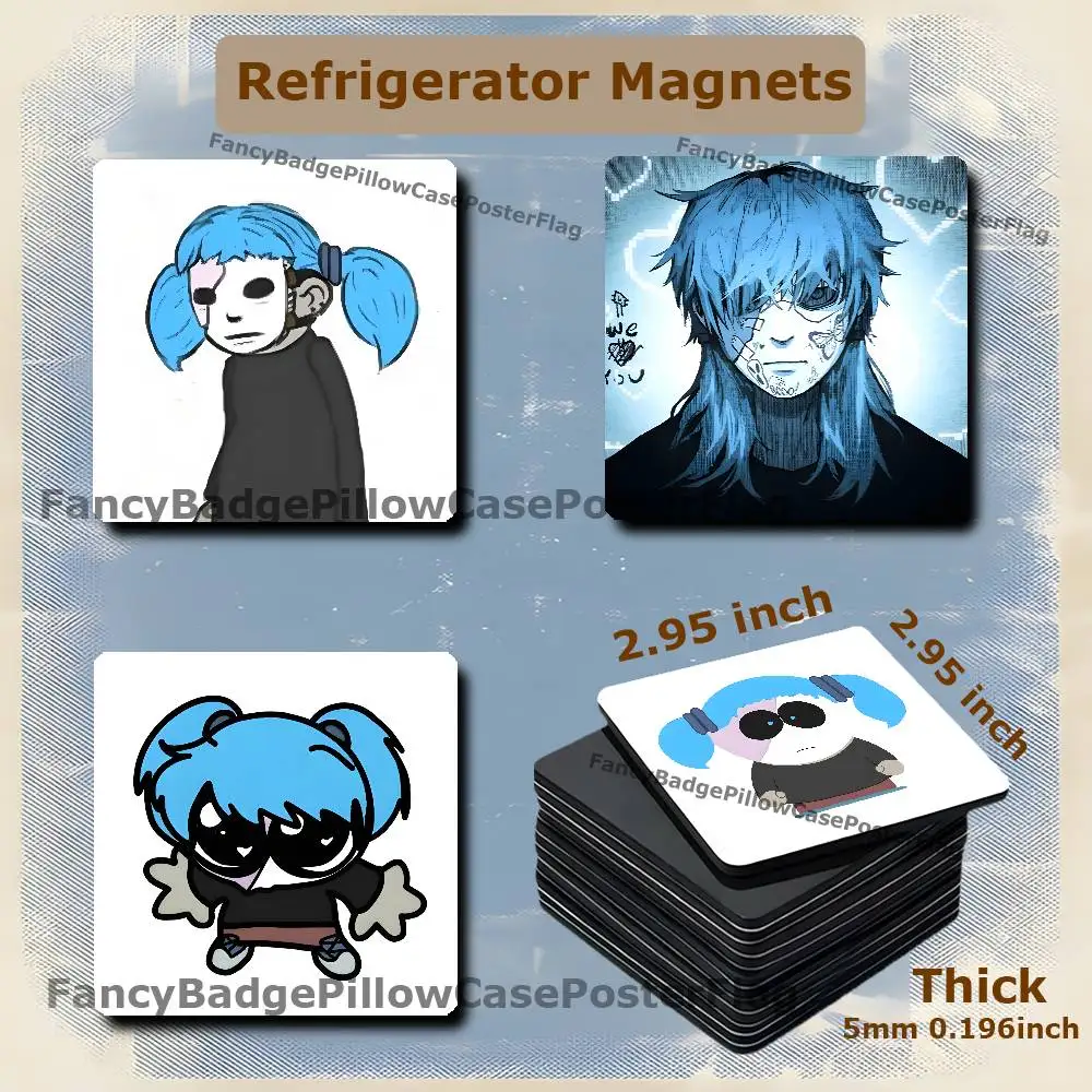 S-Sally Face Sal Fridge Refrigerator Magnet Set Creative Square Decorative Adhesive Stickers Magnets Festival Gift