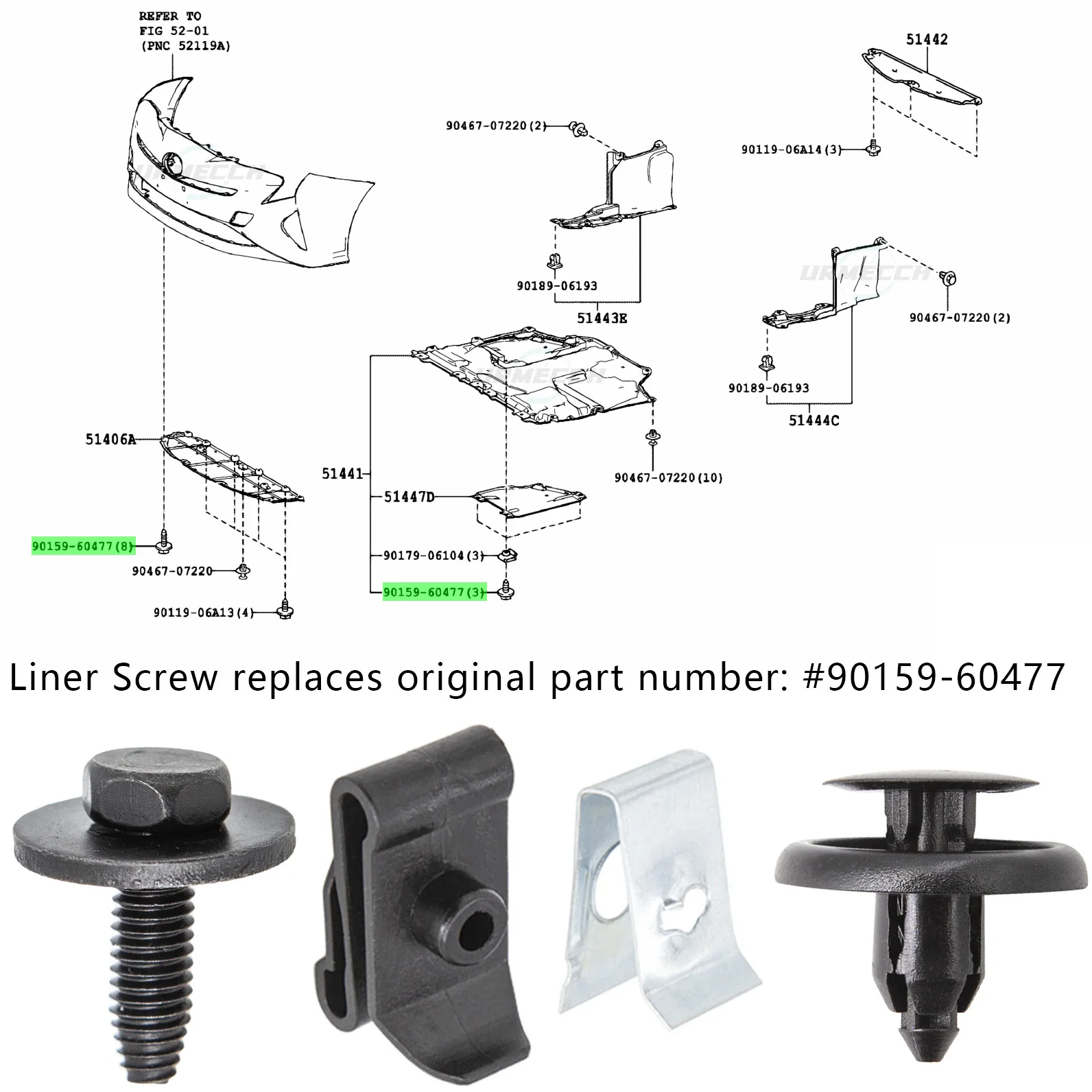 Car Engine Under Body Cover Clips Bumper Screws Rivet For Toyota Lexus Scion Fender Trim Mudguard Splash Shield OE: 90467-07201